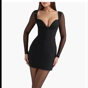 House of CB Black Sheer Sleeve Mini Dress